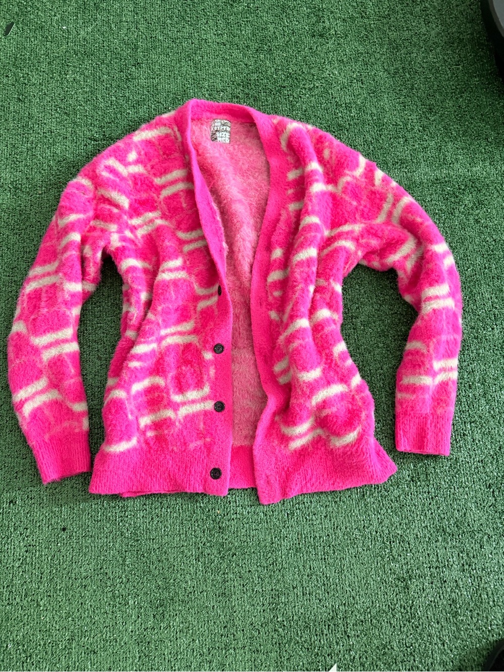 Ransom Bright Pink Fuzzy Knit Cardigan